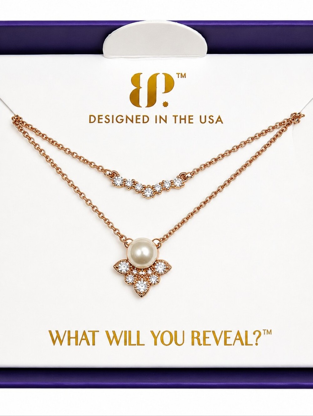 Bomb Party Moonbeam Necklace NK19085 – Rose Gold Plated Layered Necklace